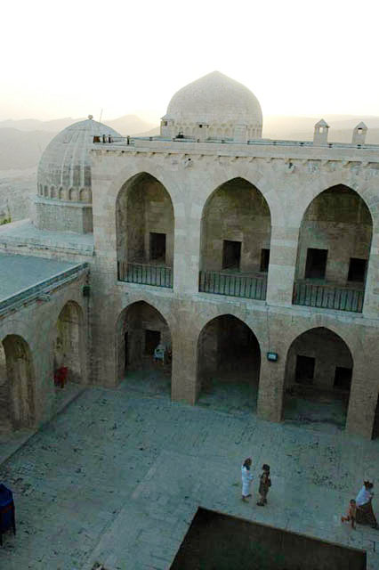 Elevated view of madrasa courtyard, looking west-northwest