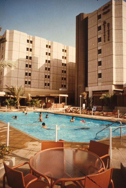 Exterior view showing pool area