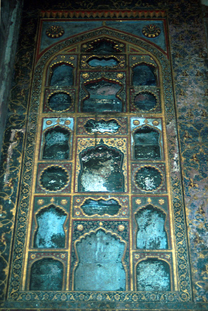 Interior view of decorated wall panel in Jahangir Library