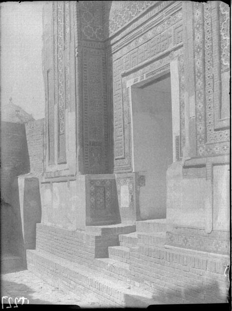 Exterior view of the portal from the northeast, within the Shah-i Zindeh corridor