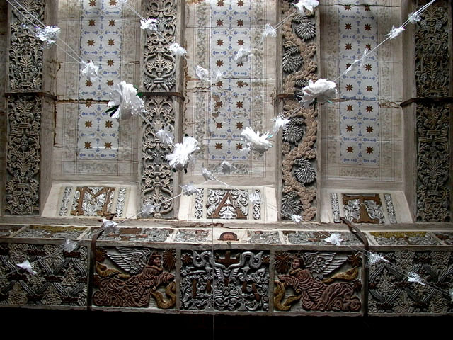 Interior view of wood carved ceiling (artesonado)