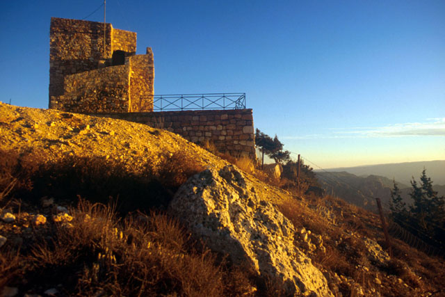 Exterior view, showing viewing station on escarpment