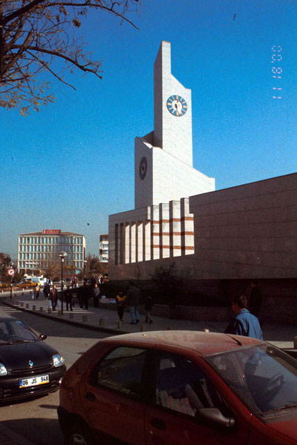 Exterior view showing clock tower against façade