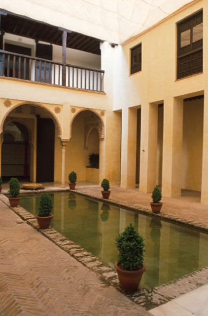 Courtyard view and second floor gallery