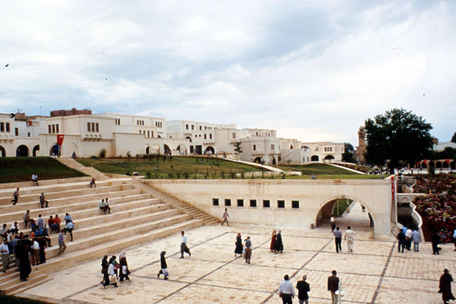 Exterior view showing piazza and façades