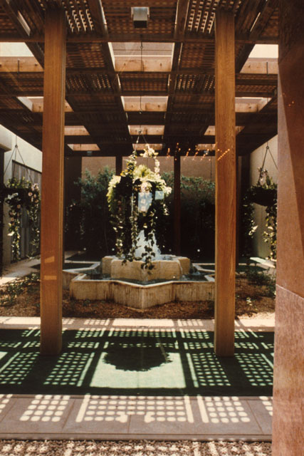 Exterior view showing central covered courtyard