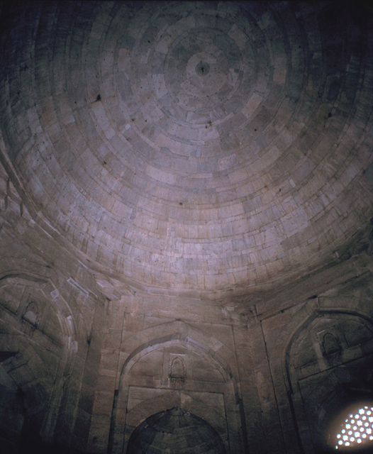 Mausoleum of Ghiyath al-Din Tughluq - Interior view of the dome showing the transition of octagonal divisions into a circular base