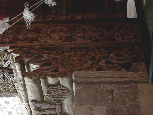 Interior detail view of carved capital
