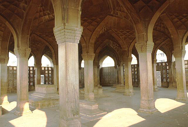 Interior view of 64 pillars (khambas), looking  northeast