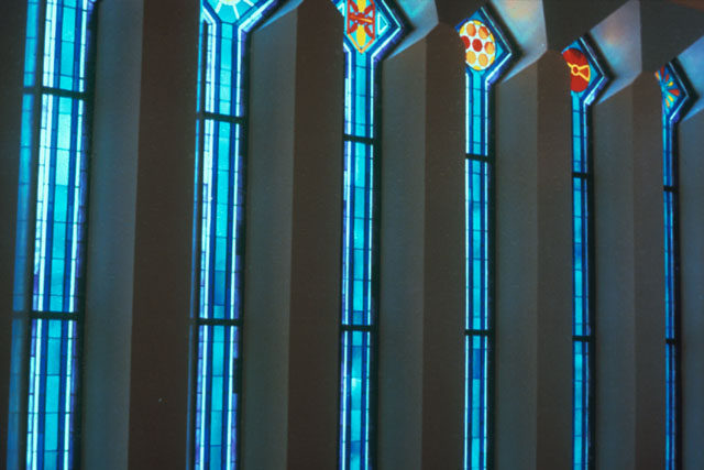 Interior detail of inset colored glass