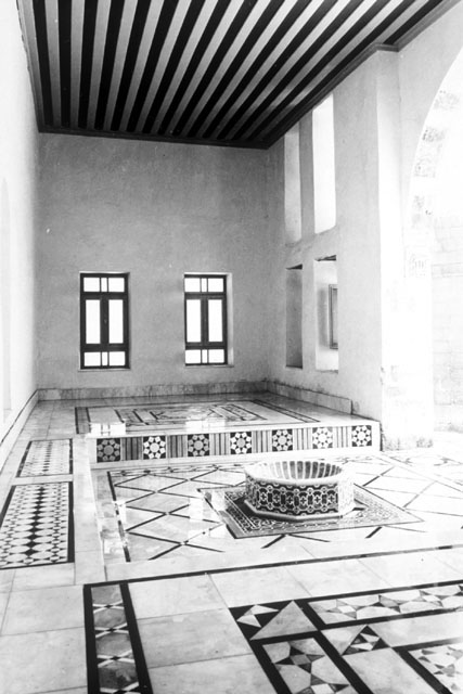 Anbar School Restoration - Interior view showing central fountain of qa'a