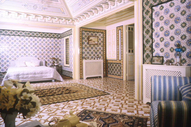 Interior view showing a cacophony of tile work