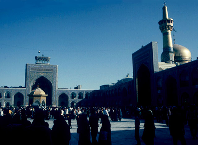 Imam Reza Shrine Complex: Sahn-e Engelab - View of the courtyard with east and south iwans