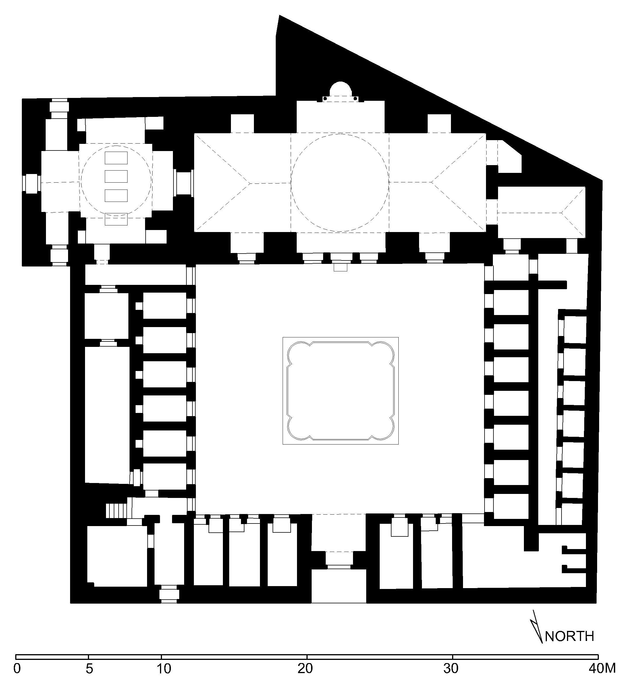 Madrasa al-Sultaniyya - Floor plan in AutoCAD 2000 format. Click the download button to download a zipped file containing the .dwg file. <div><br></div><div>Original source: Meinecke, Michael.&nbsp;<span style="font-style: italic;">Die Mamlukische Architektur in&nbsp;Ägypten und Syrien (648/1250 bis 923/1517)</span>. Vol. 1, p. 144, fig. 93. 2 Vols. Glückstadt: J. J. Augustin, 1992.&nbsp;</div>