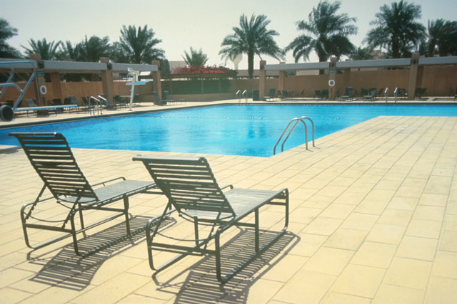Exterior view showing pool area