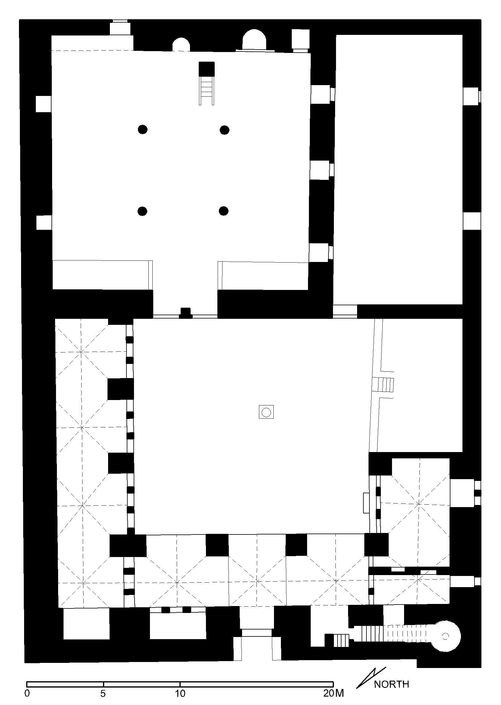 Jami' al-'Ahmar - Floor plan of mosque (after Meinecke) in AutoCAD 2000 format. Click the download button to download a zipped file containing the .dwg file. 