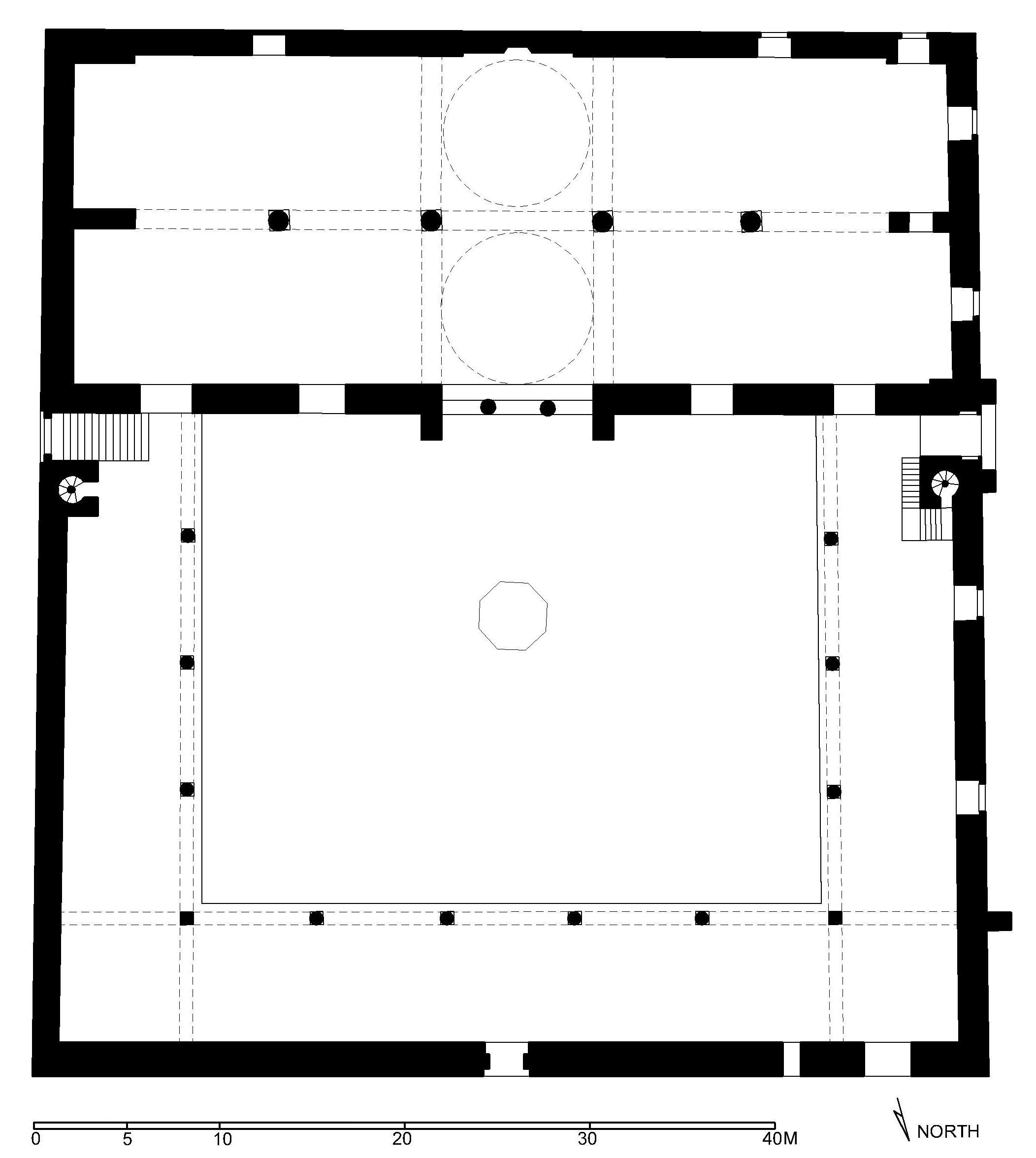 Isa Bey Camii - Floor plan of mosque (after Meinecke) in AutoCAD 2000 format. Click the download button to download a zipped file containing the .dwg file. 