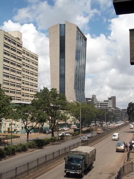 General view of Haile Selassie Avenue, showing Co-operative Bank House at center