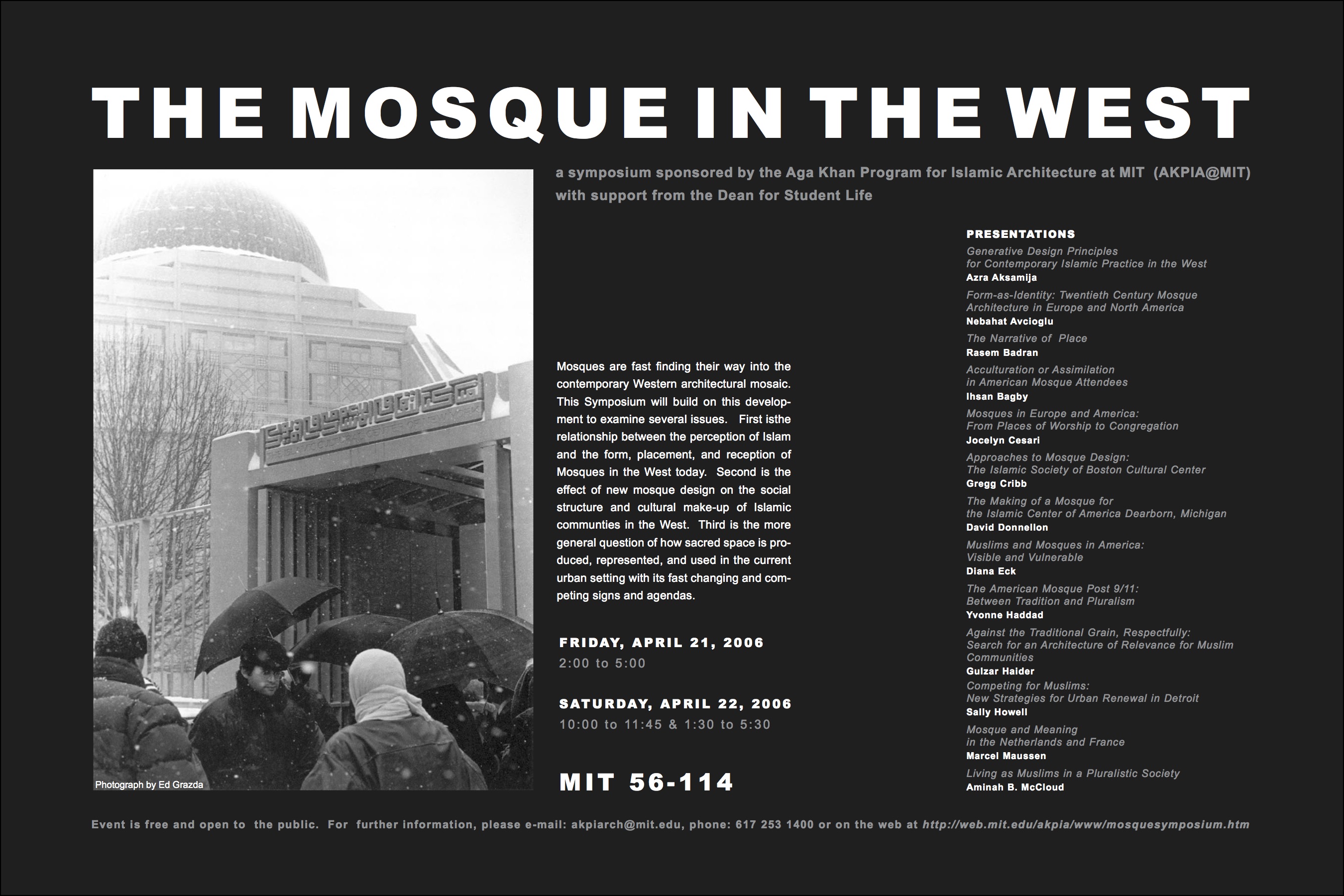Poster for The Spring 2006 "The Mosque in The West" Lecture