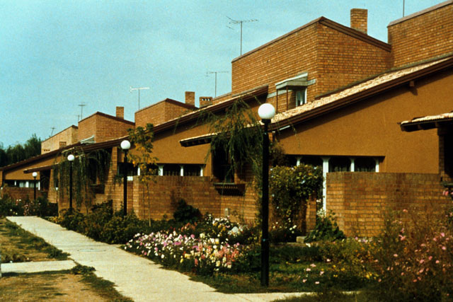 Middle East Technical University Staff Housing - Exterior view along street showing modular design