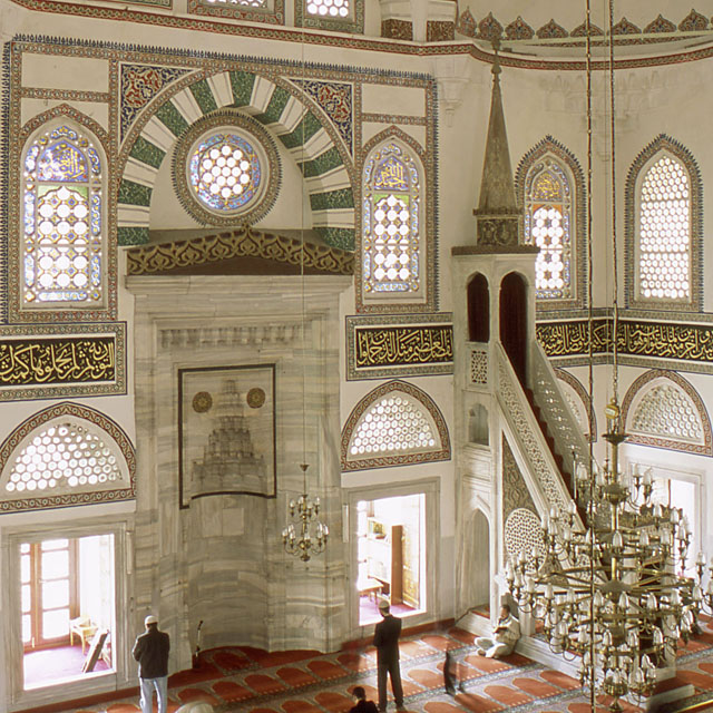 Interior view; mihrab and minbar