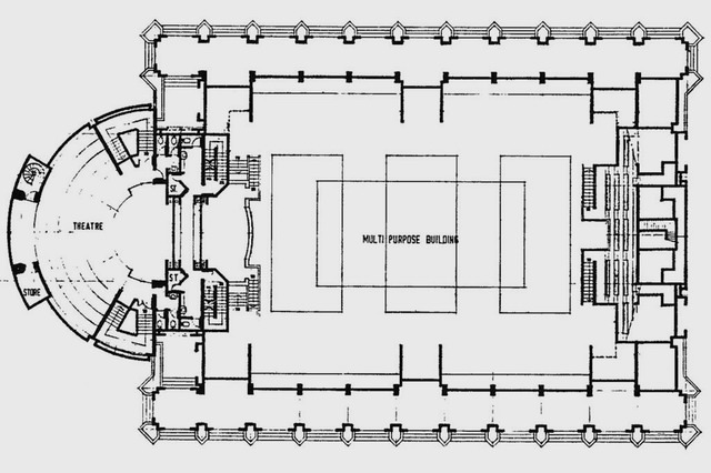 Floor plan of multipurpose building, ground floor