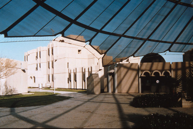 Exterior view form under tented meeting area