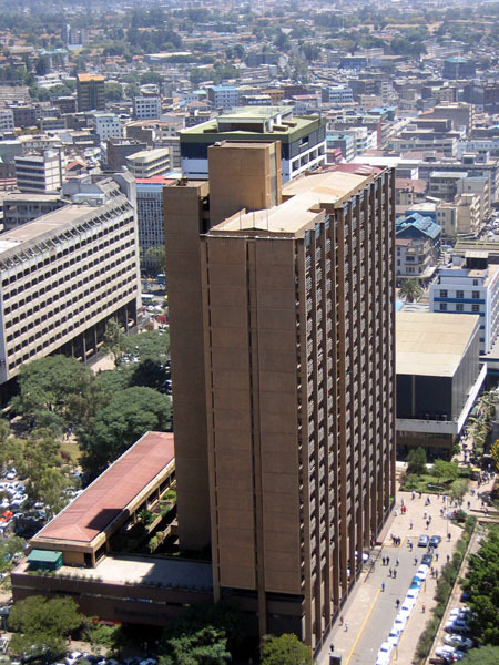 Elevated view from KICC Tower, with Kencom House seen at left