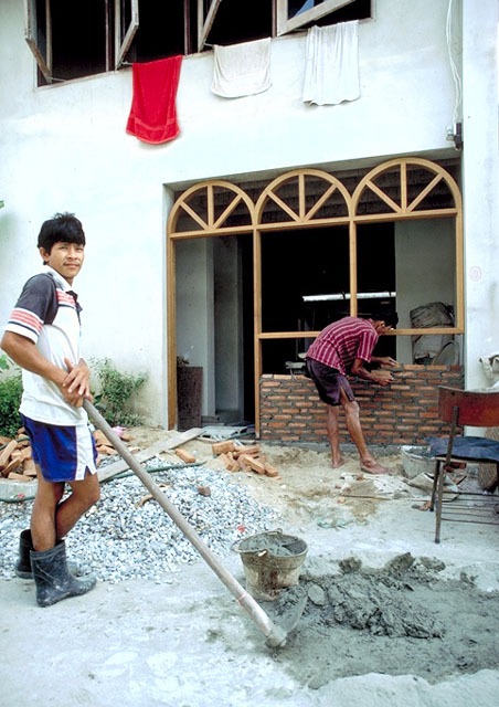 Construction, residents modifying the basic shell of a house