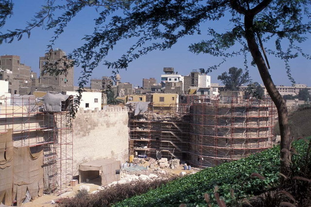 Elevated view from al-Azhar Park, looking northwest during restoration