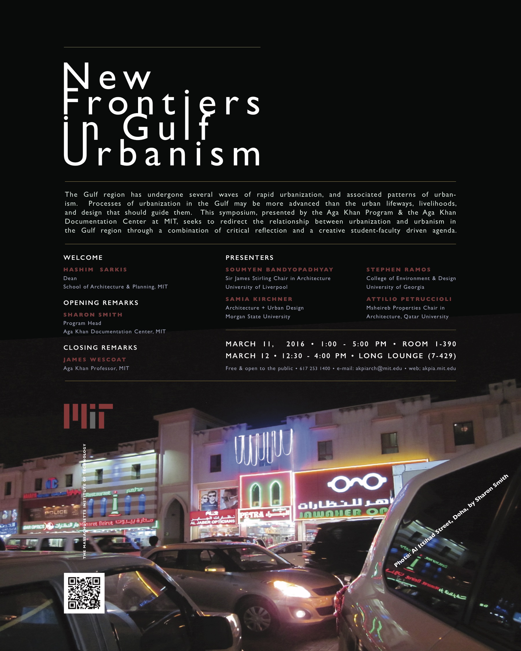 Poster for The Spring 2016 "New Frontiers in Gulf Urbanism"Lecture