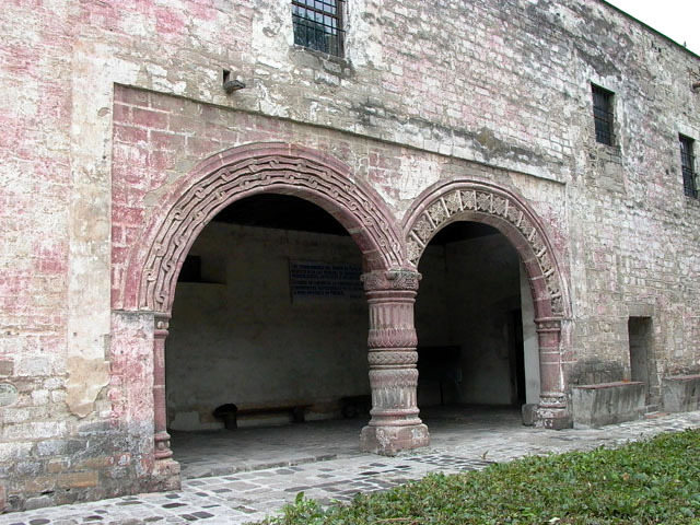 Exterior view of elevation showing double arched portal (Portada)