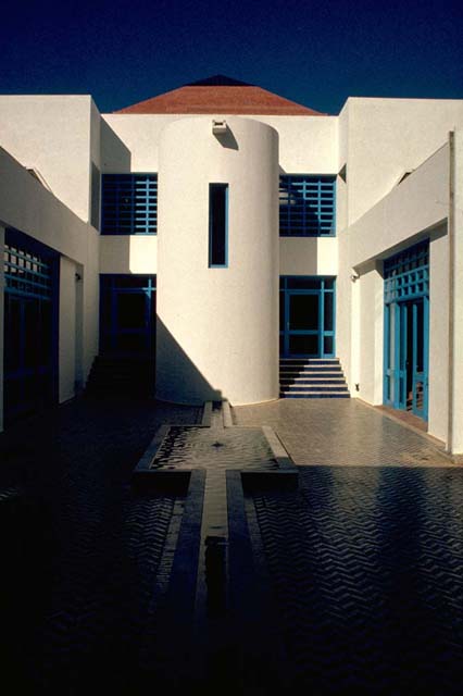 View of the courtyard with water feature