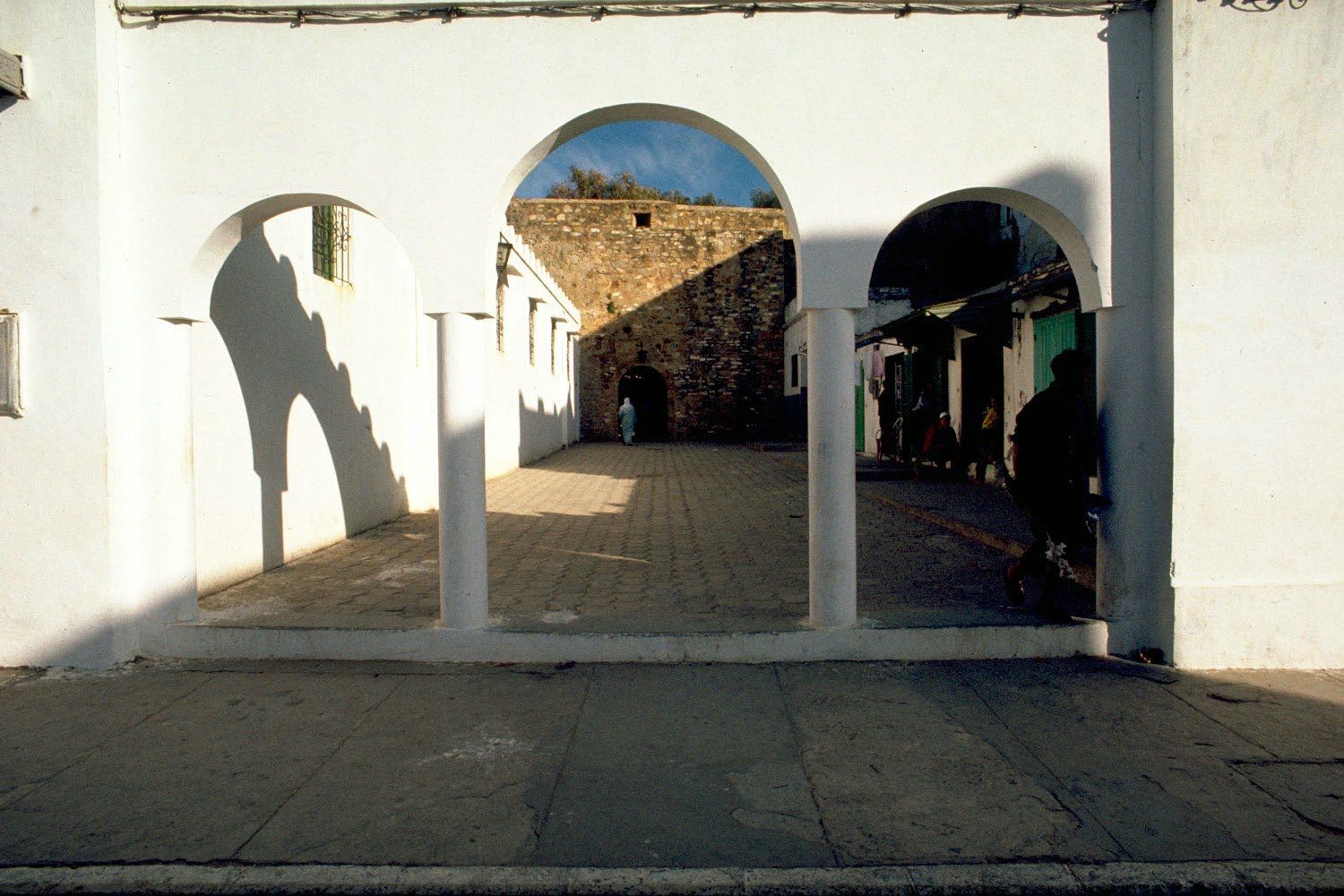 View through arches to the city wall