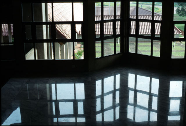 Interior, lobby, view to courtyard