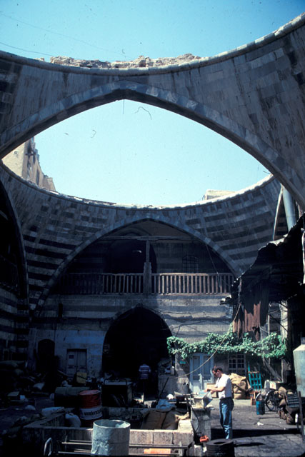 General view of the courtyard showing the two collapsed domes