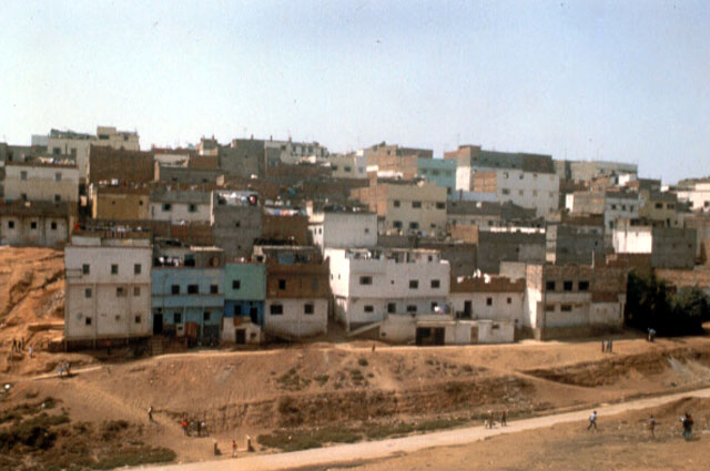 View of the El Hajja neighbourhood built illegally by residents on unregistered land