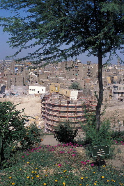 Elevated view from al-Azhar Park, looking west during restoration
