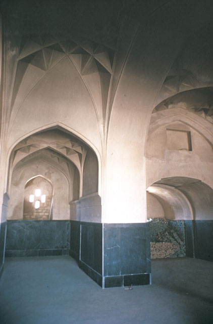 Interior view showing stone dado and vaults