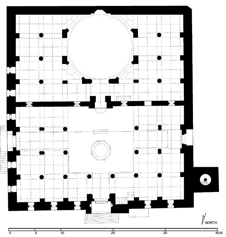 Manisa Ulu Camii - Floor plan of mosque (after Meinecke) in AutoCAD 2000 format. Click the download button to download a zipped file containing the .dwg file.