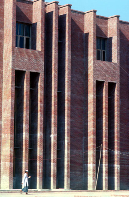 Narrow slits along the façade