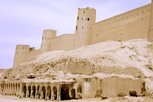 Exterior view from southeast, showing southern ramparts of the Upper Citadel prior to restoration