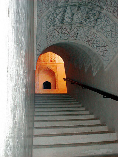 View of staircase corridor with painted vault