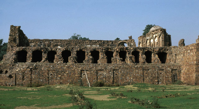 East façade. The east wall has disappeared but the cells at the river embankment level still exist