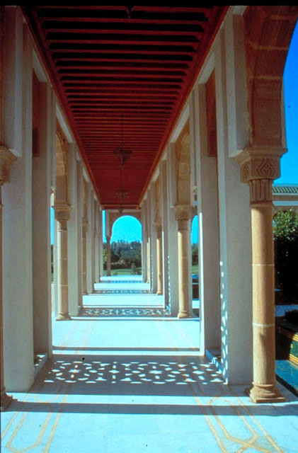 View along arcaded passage