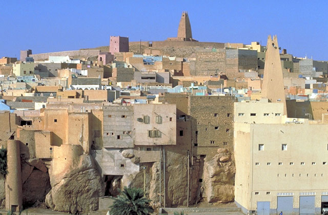 Social Medical Center - Aerial view, with the town of Ghardaïa in the background