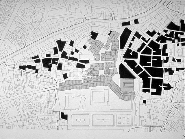Hafsia Quarter I Conservation - B&W drawing, plan of phases I & II