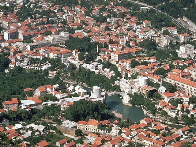 Aerial view, Old Mostar from south west