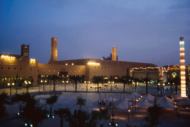 Exterior view showing lighting towers and common areas
