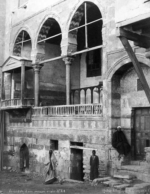 Historic view.  Maq'ad (courtyard loggia)